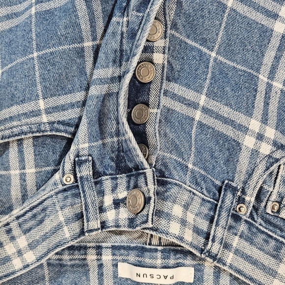 PACSUN Dad Jeans Womens 25 Blue White Stripe Denim High Waist Straight Leg Pants - Picture 8 of 14